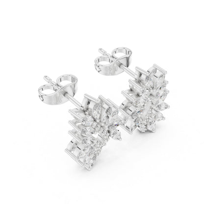 Mixed Shape Lab Grown Diamond Cluster Earrings