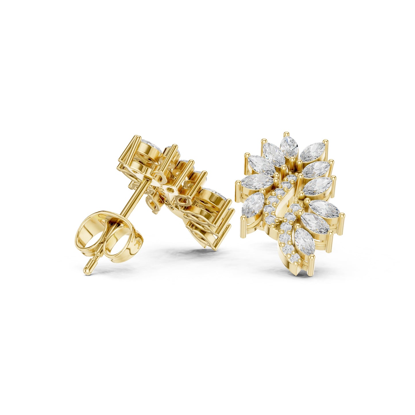 Mixed Shape Lab Grown Diamond Cluster Earrings