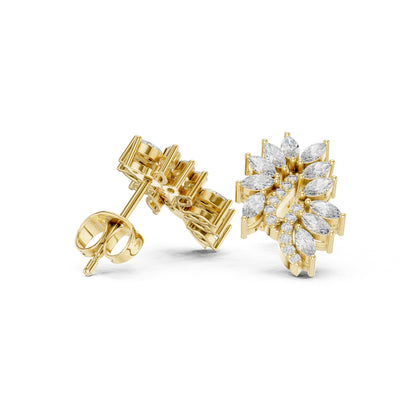 Mixed Shape Lab Grown Diamond Cluster Earrings