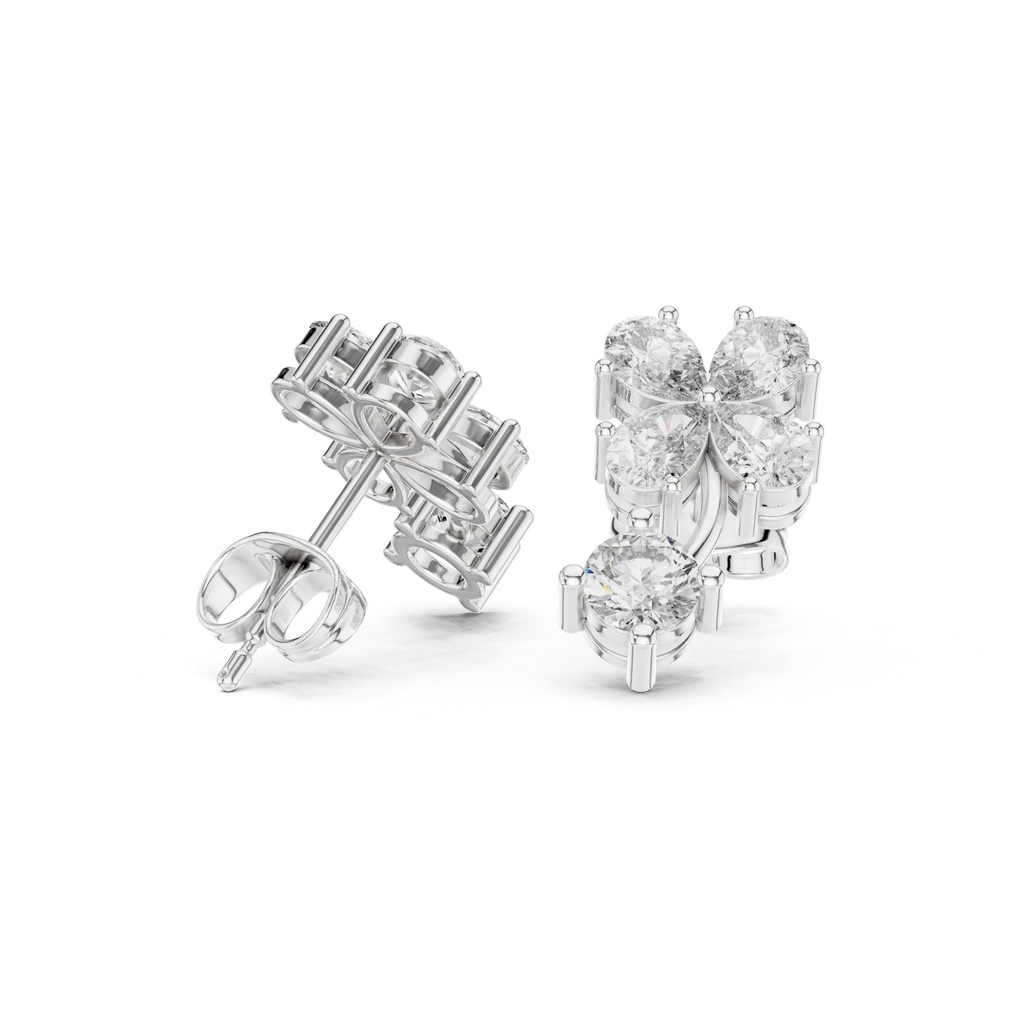 Round Cluster Lab Grown Diamond Earrings