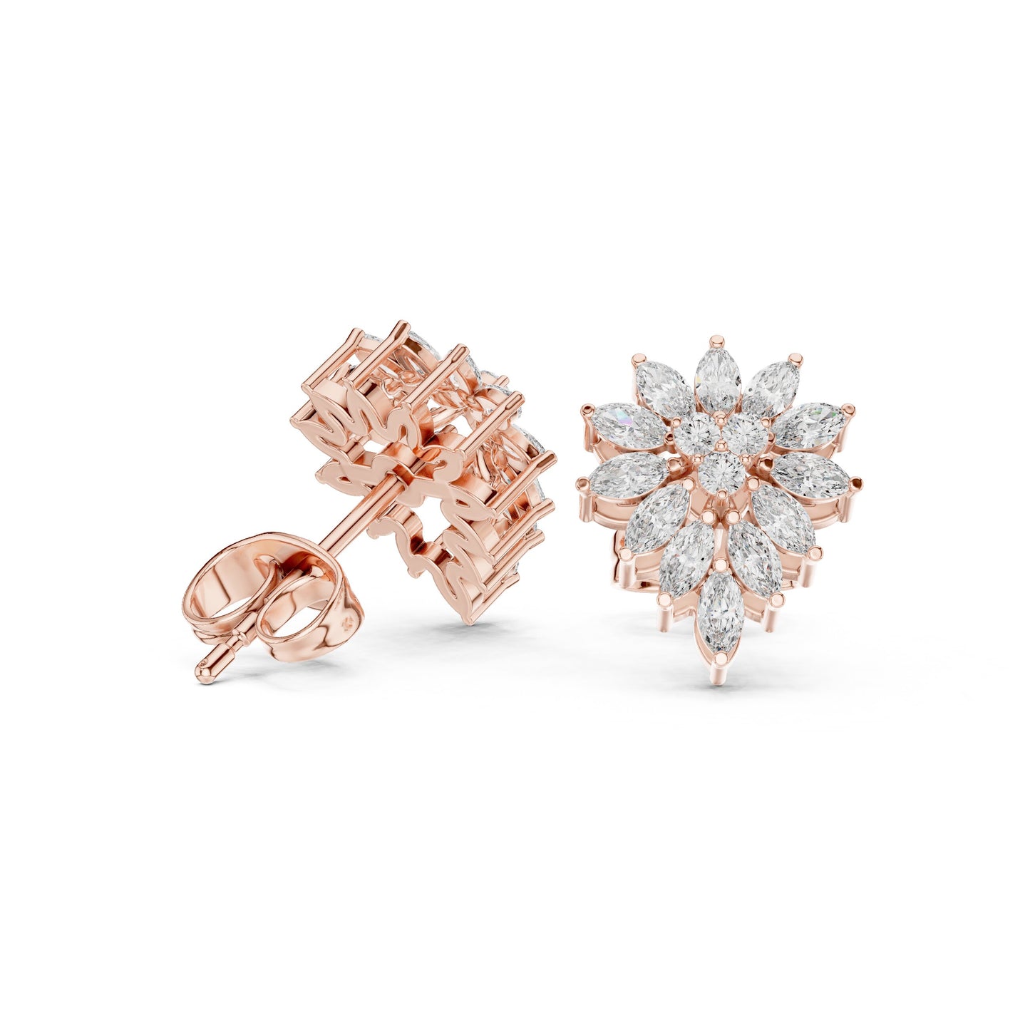Mixed Shape Lab Grown Diamond Cluster Earrings
