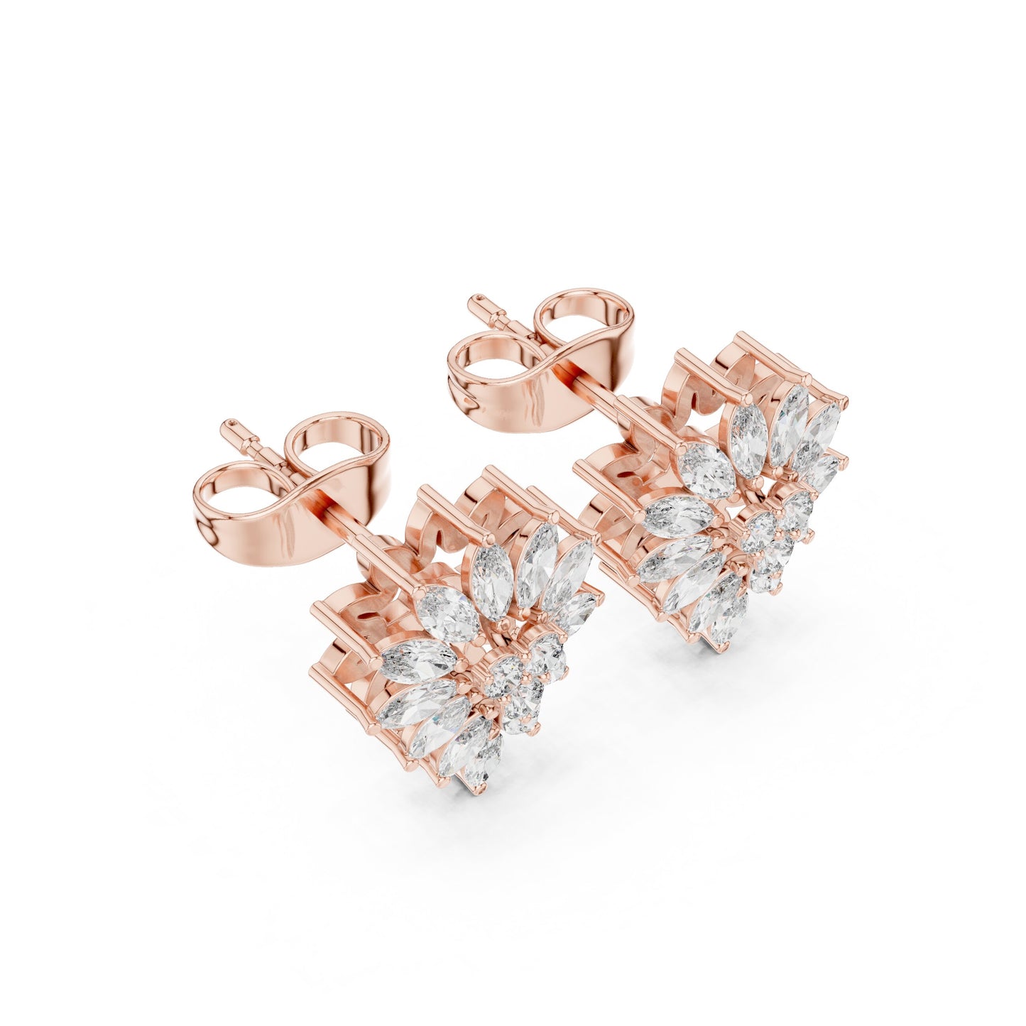 Mixed Shape Lab Grown Diamond Cluster Earrings