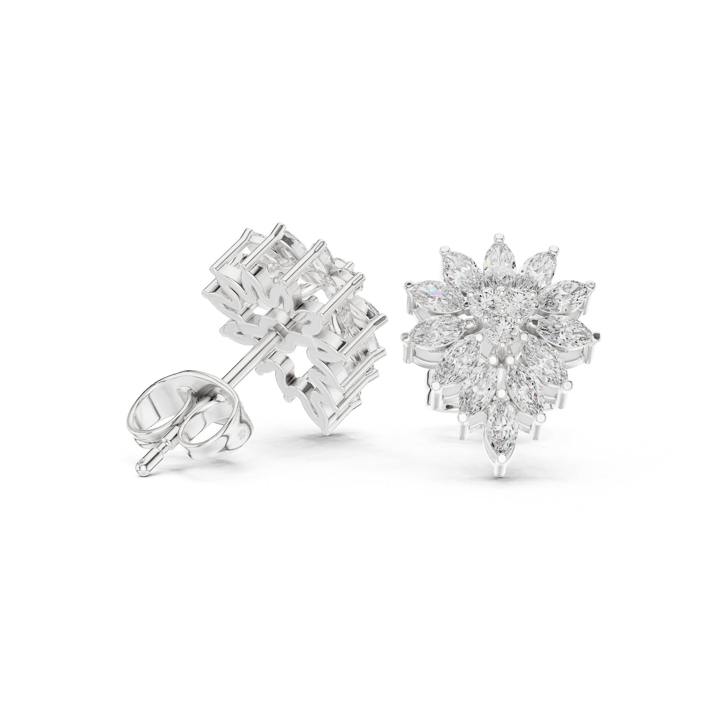 Mixed Shape Lab Grown Diamond Cluster Earrings