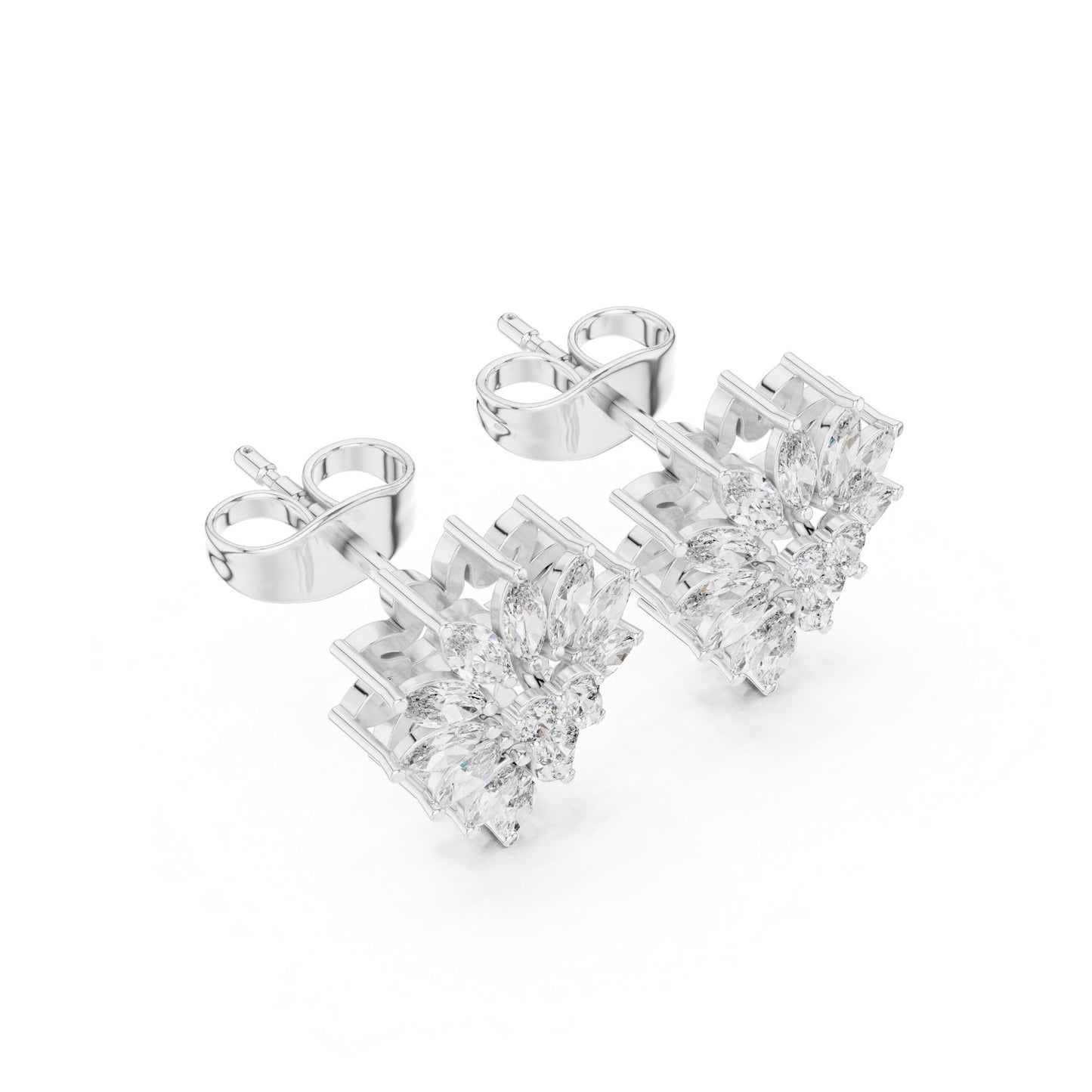 Mixed Shape Lab Grown Diamond Cluster Earrings