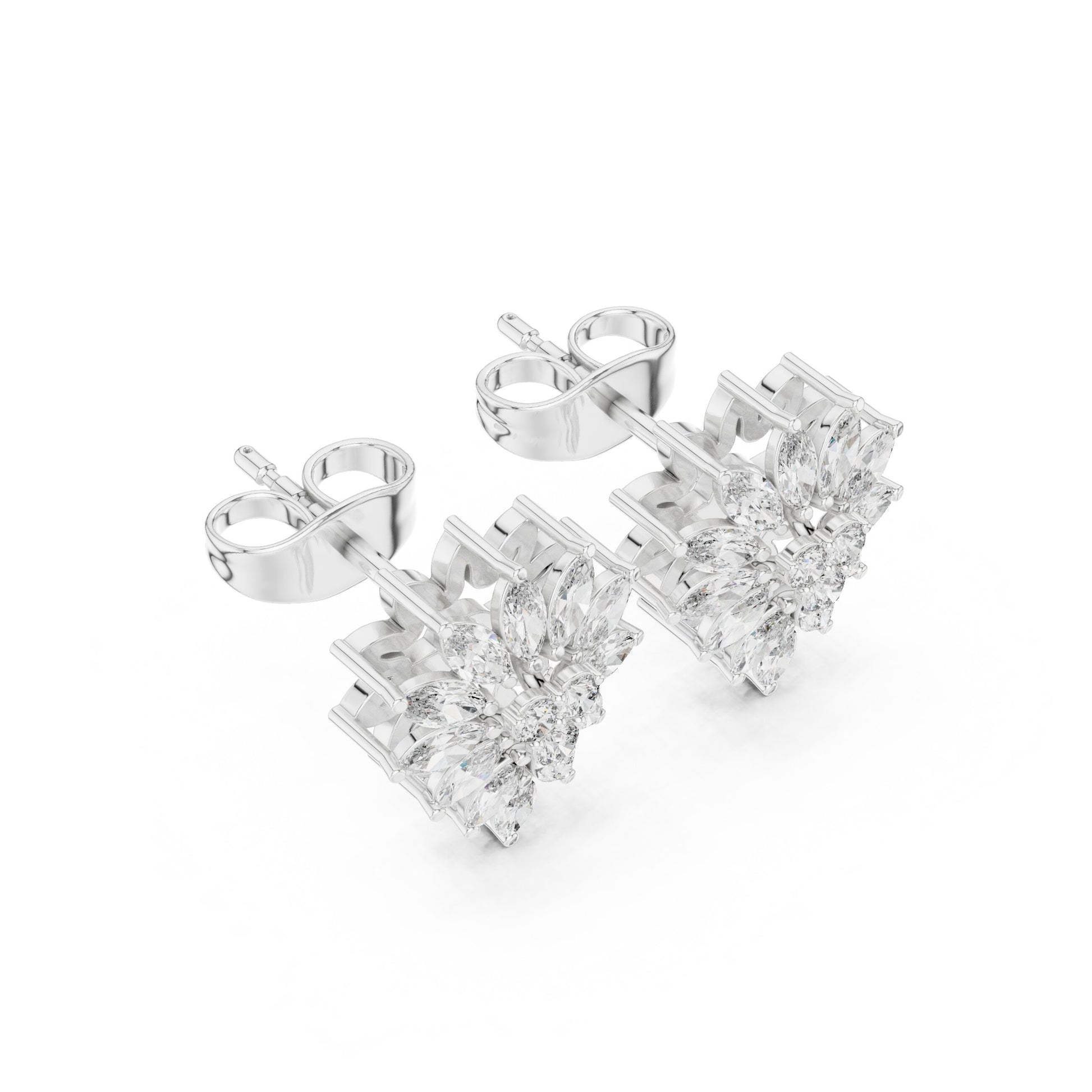 Mixed Shape Lab Grown Diamond Cluster Earrings