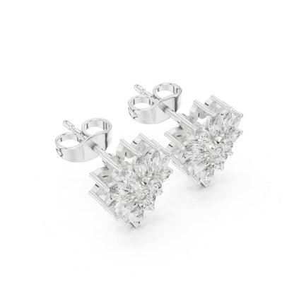 Mixed Shape Lab Grown Diamond Cluster Earrings