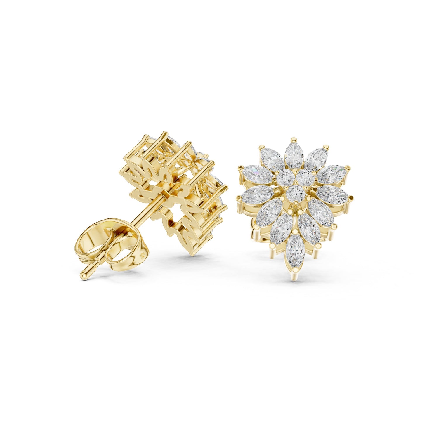 Mixed Shape Lab Grown Diamond Cluster Earrings