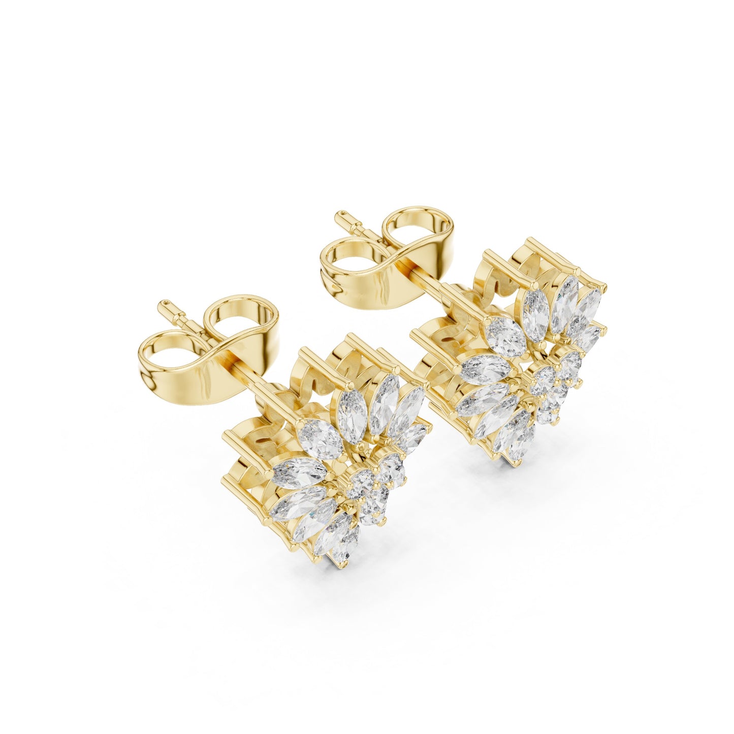 Mixed Shape Lab Grown Diamond Cluster Earrings
