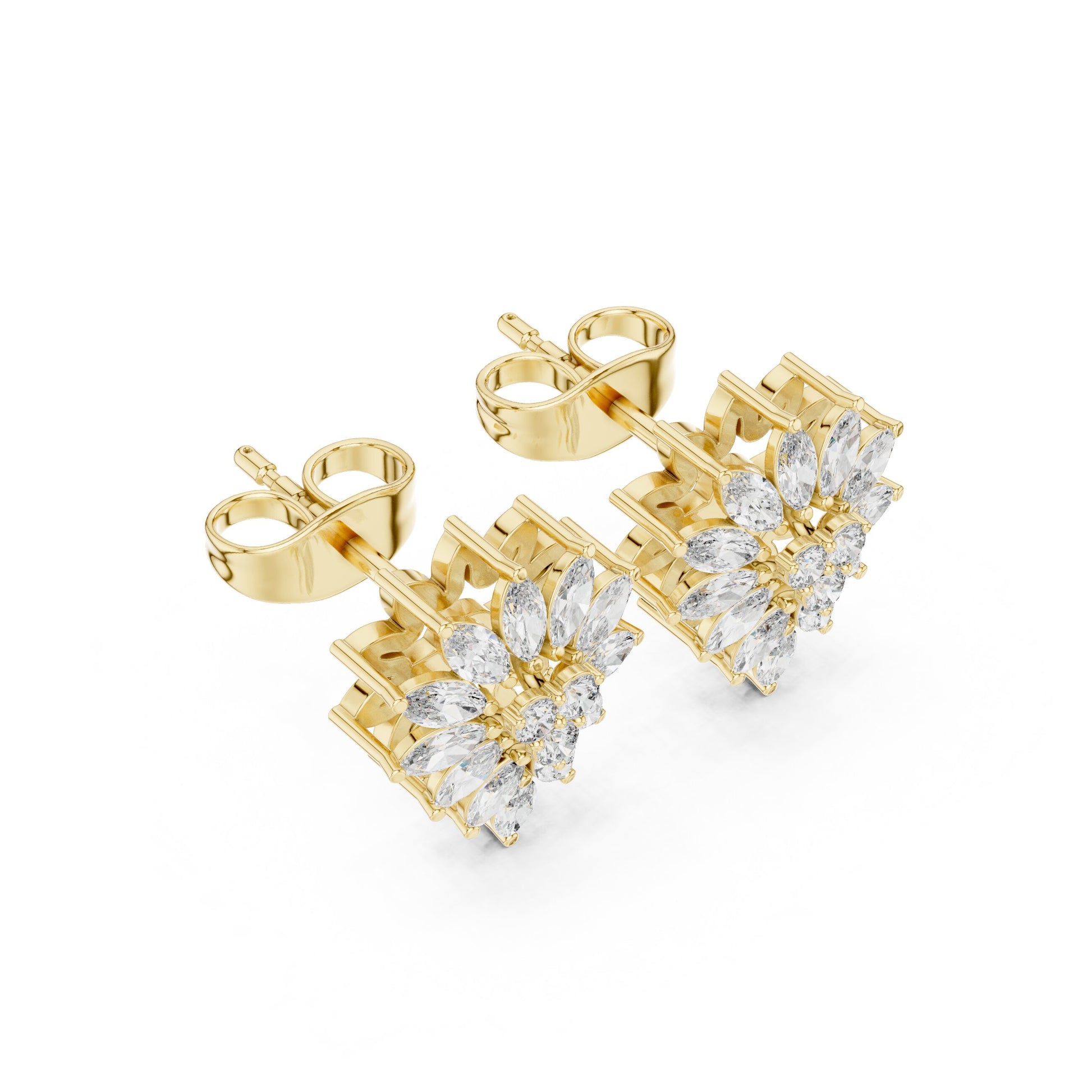 Mixed Shape Lab Grown Diamond Cluster Earrings