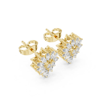 Mixed Shape Lab Grown Diamond Cluster Earrings