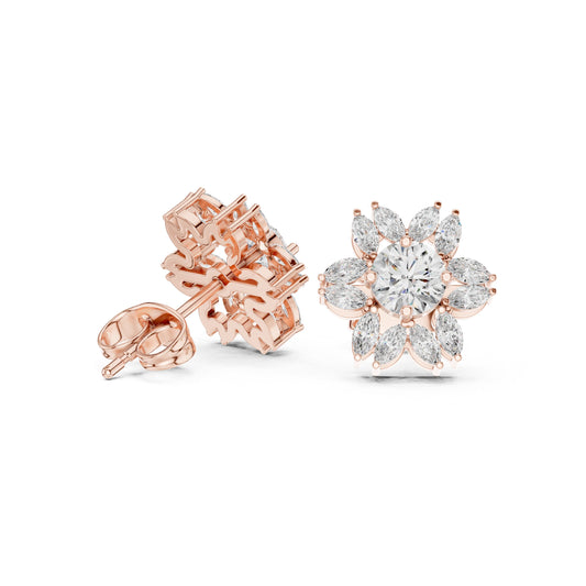 Mixed Shape Lab Grown Diamond Cluster Earrings