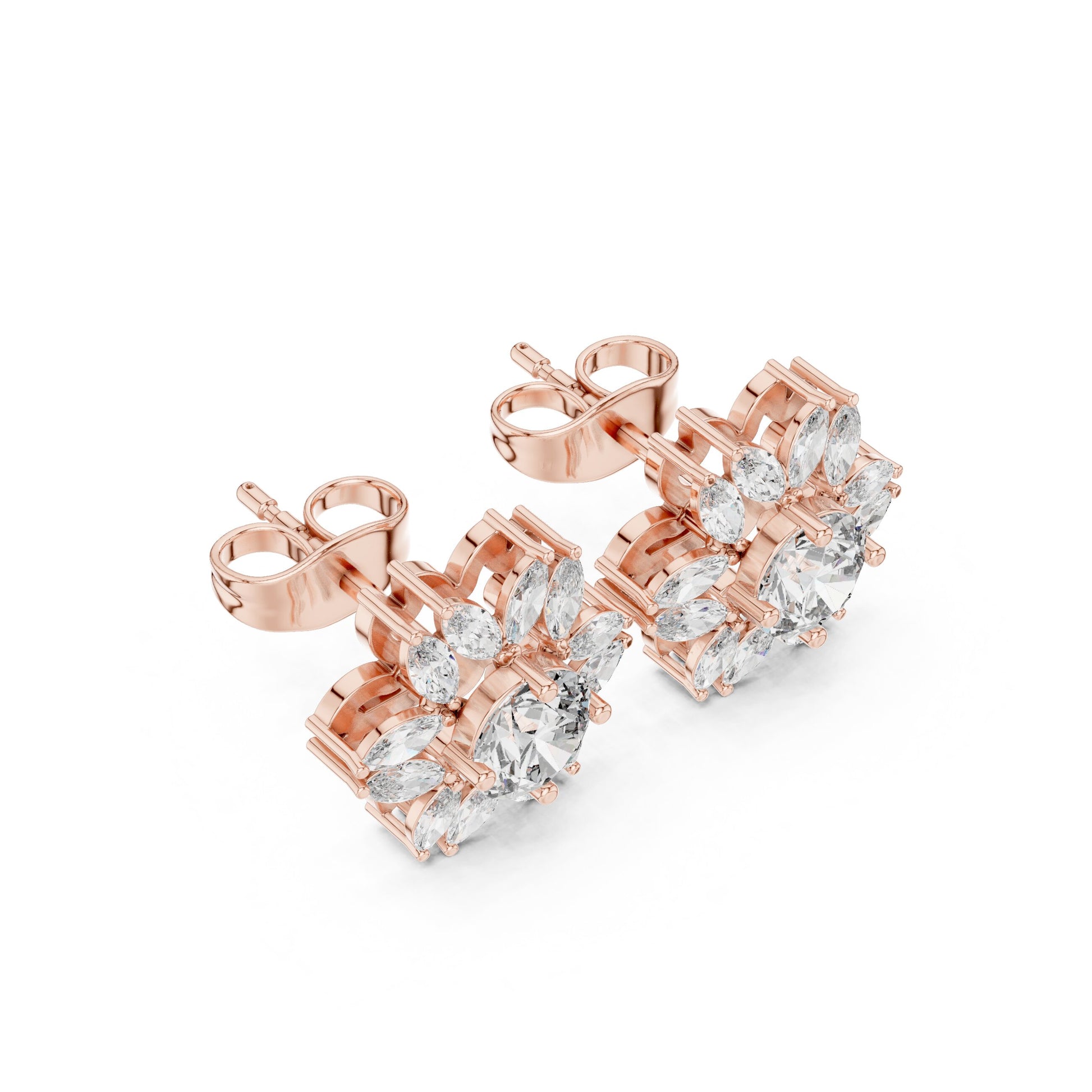 Mixed Shape Lab Grown Diamond Cluster Earrings