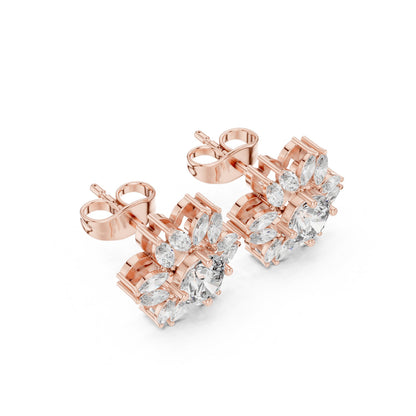 Mixed Shape Lab Grown Diamond Cluster Earrings