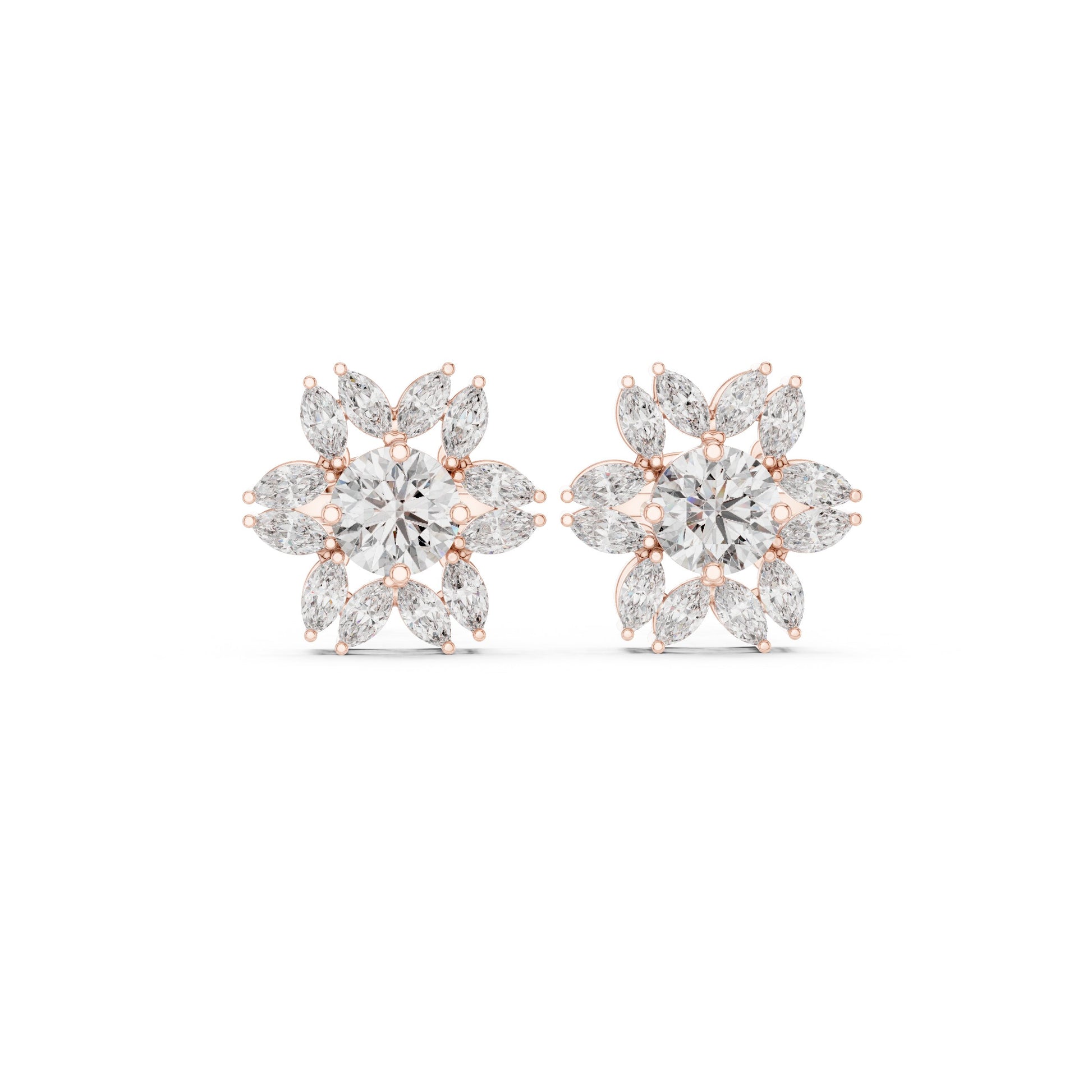 Mixed Shape Lab Grown Diamond Cluster Earrings