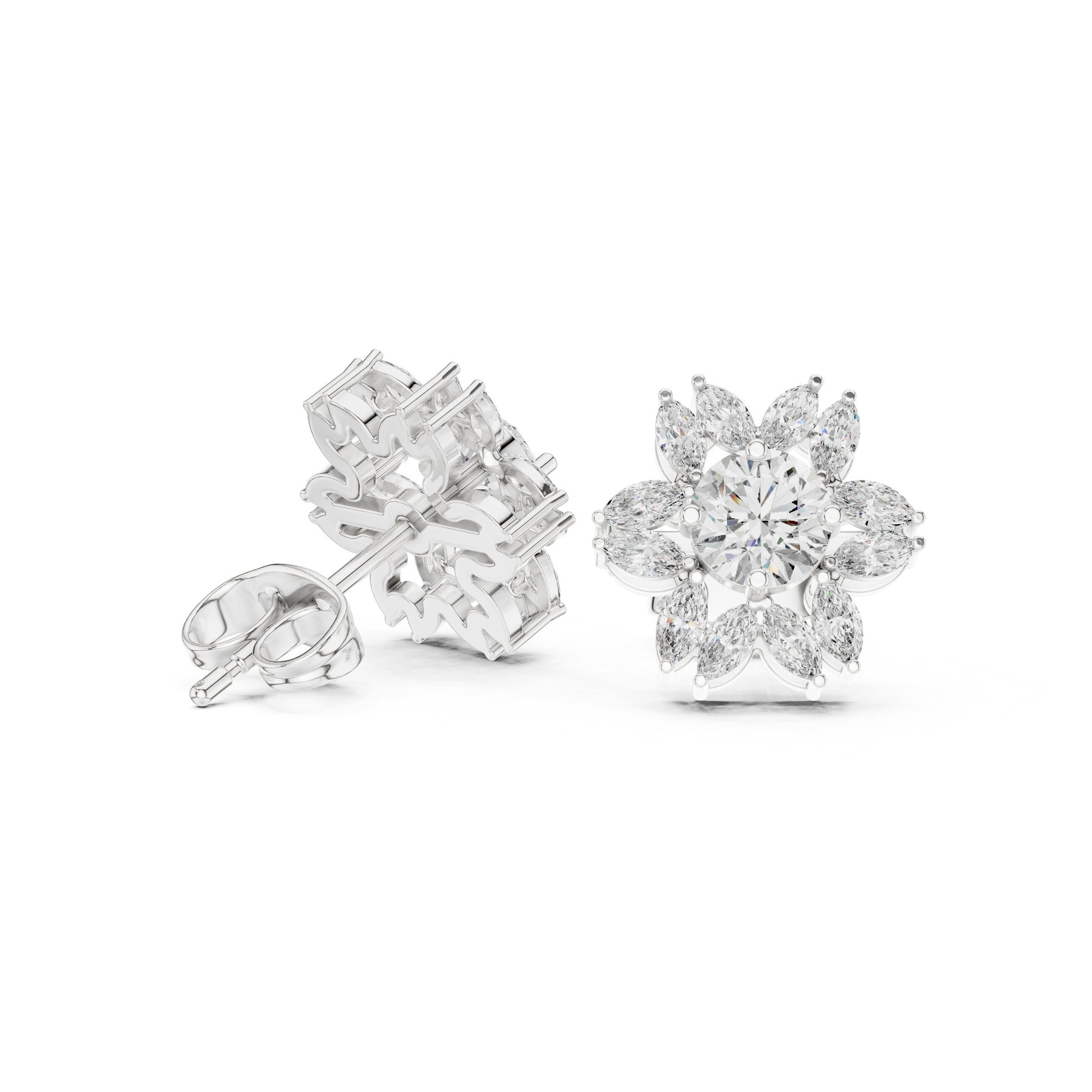 Mixed Shape Lab Grown Diamond Cluster Earrings