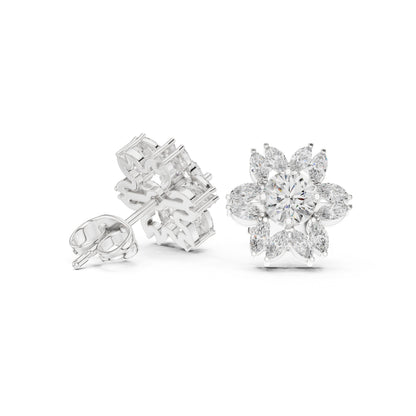Mixed Shape Lab Grown Diamond Cluster Earrings