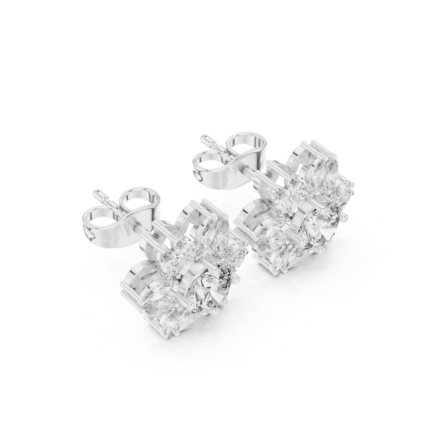 Mixed Shape Lab Grown Diamond Cluster Earrings