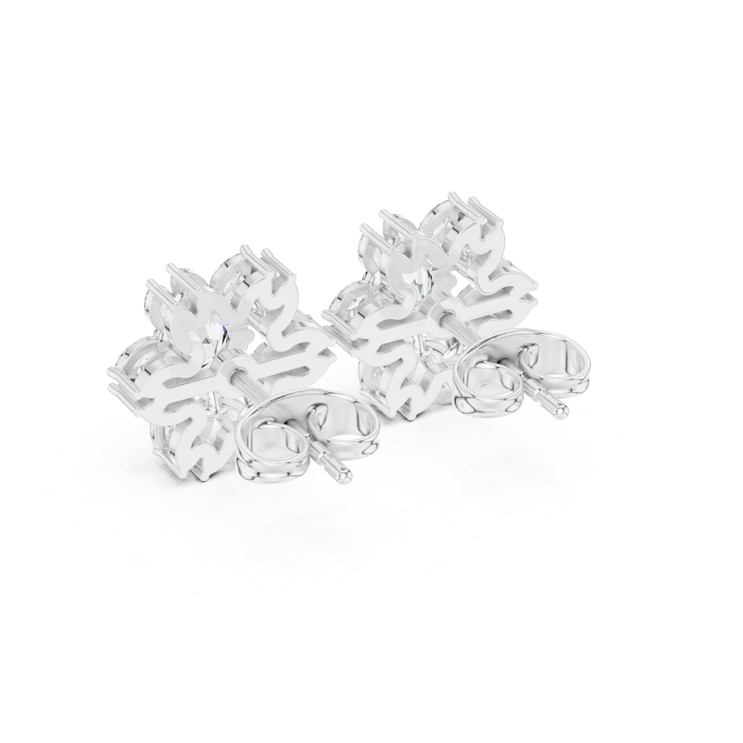 Mixed Shape Lab Grown Diamond Cluster Earrings