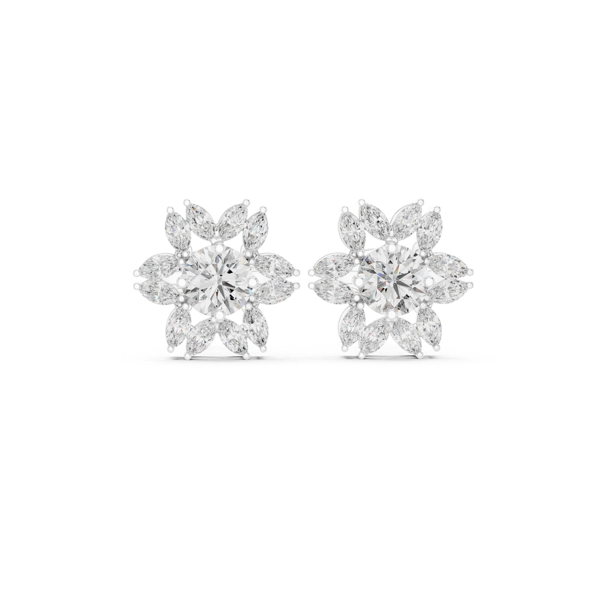 Mixed Shape Lab Grown Diamond Cluster Earrings