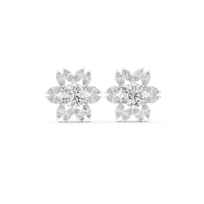Mixed Shape Lab Grown Diamond Cluster Earrings