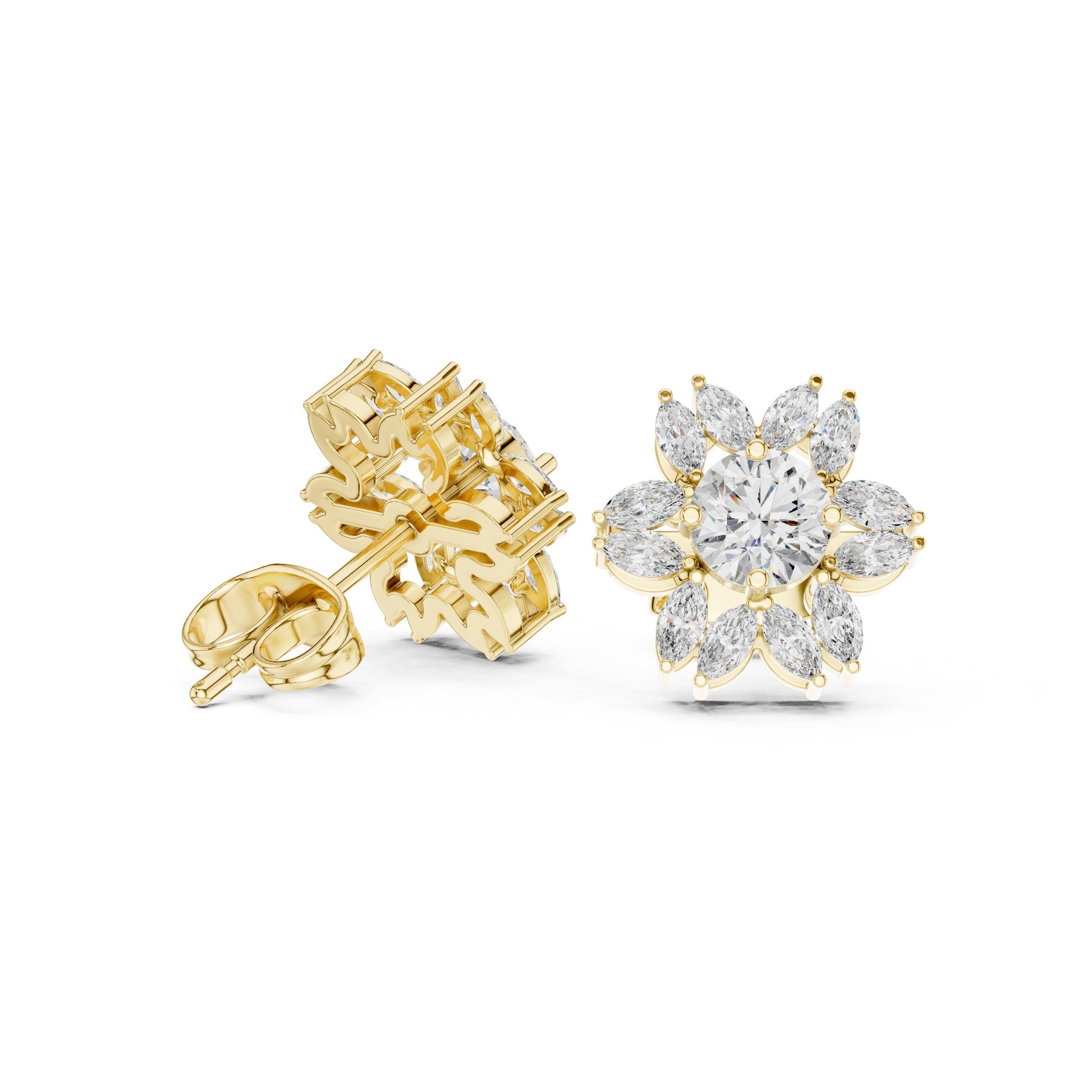 Mixed Shape Lab Grown Diamond Cluster Earrings