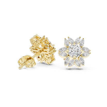 Mixed Shape Lab Grown Diamond Cluster Earrings