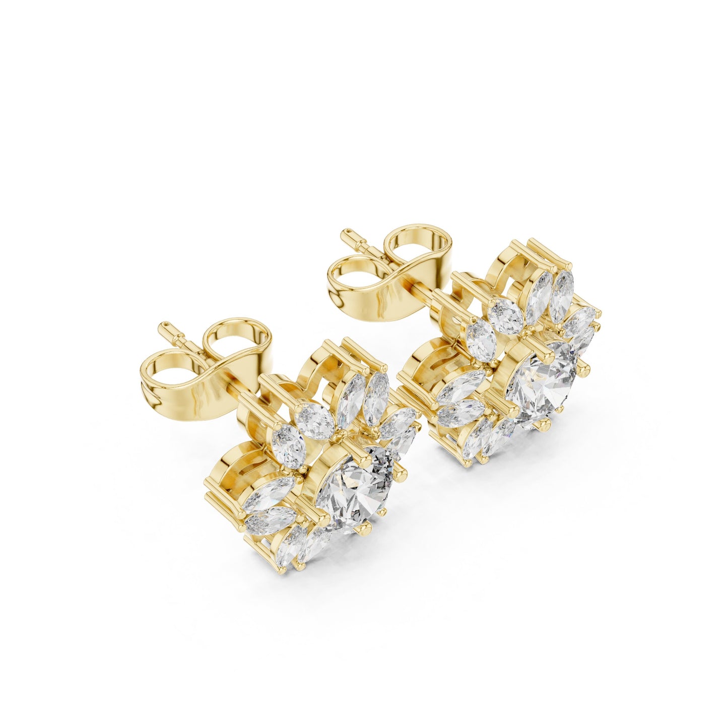 Mixed Shape Lab Grown Diamond Cluster Earrings