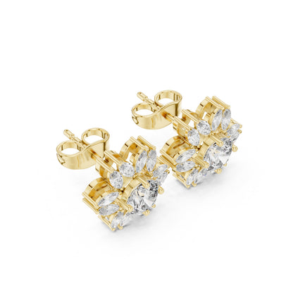 Mixed Shape Lab Grown Diamond Cluster Earrings