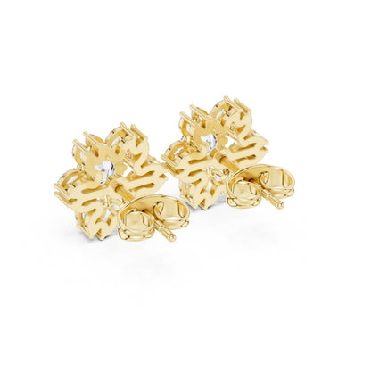 Mixed Shape Lab Grown Diamond Cluster Earrings