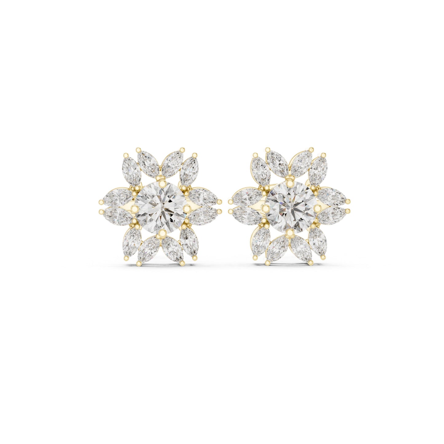 Mixed Shape Lab Grown Diamond Cluster Earrings