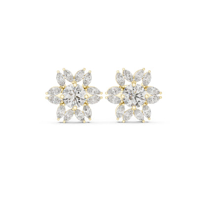 Mixed Shape Lab Grown Diamond Cluster Earrings