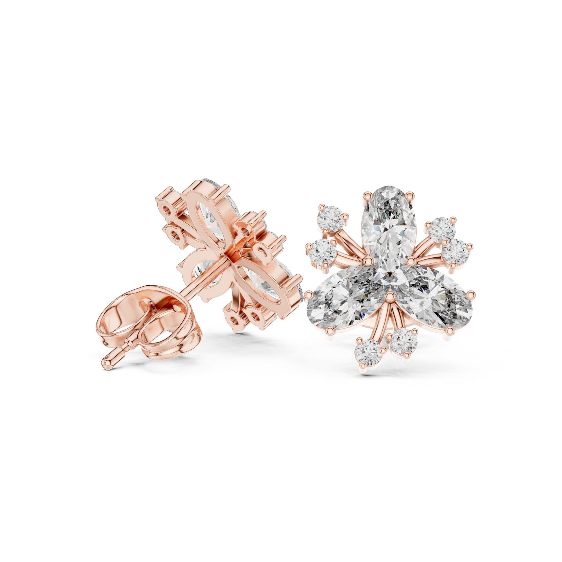 Mixed Shape Lab Grown Diamond Cluster Earrings