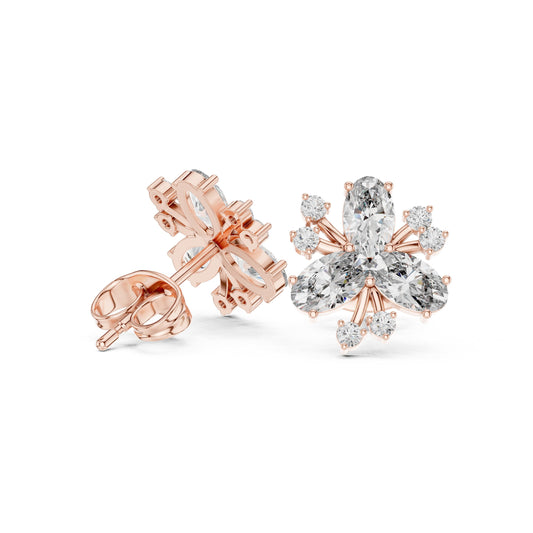 Mixed Shape Lab Grown Diamond Cluster Earrings