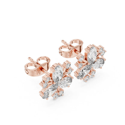 Mixed Shape Lab Grown Diamond Cluster Earrings