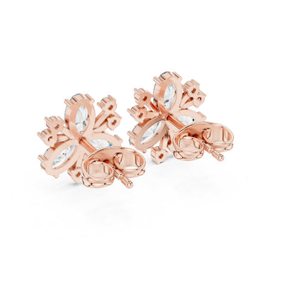 Mixed Shape Lab Grown Diamond Cluster Earrings