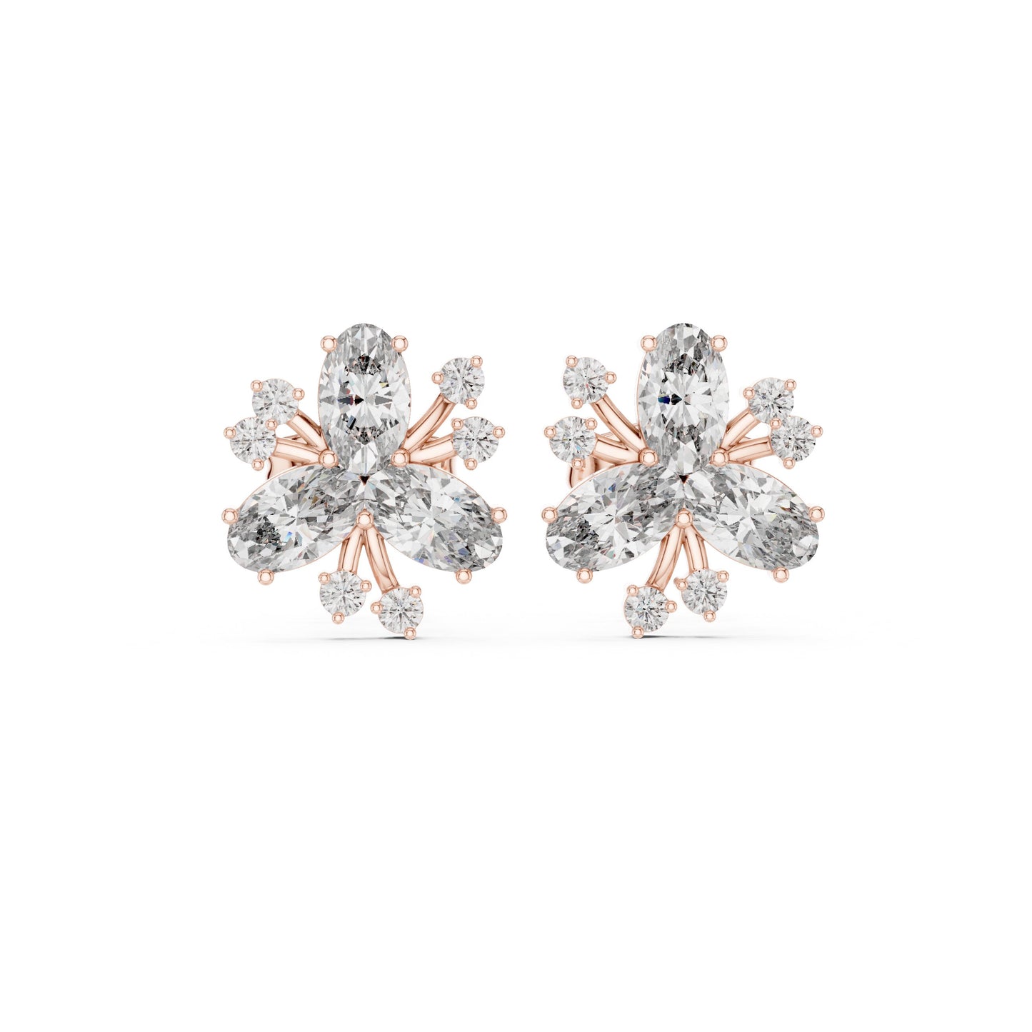 Mixed Shape Lab Grown Diamond Cluster Earrings