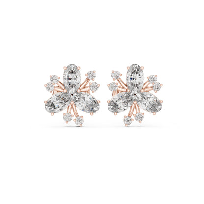 Mixed Shape Lab Grown Diamond Cluster Earrings
