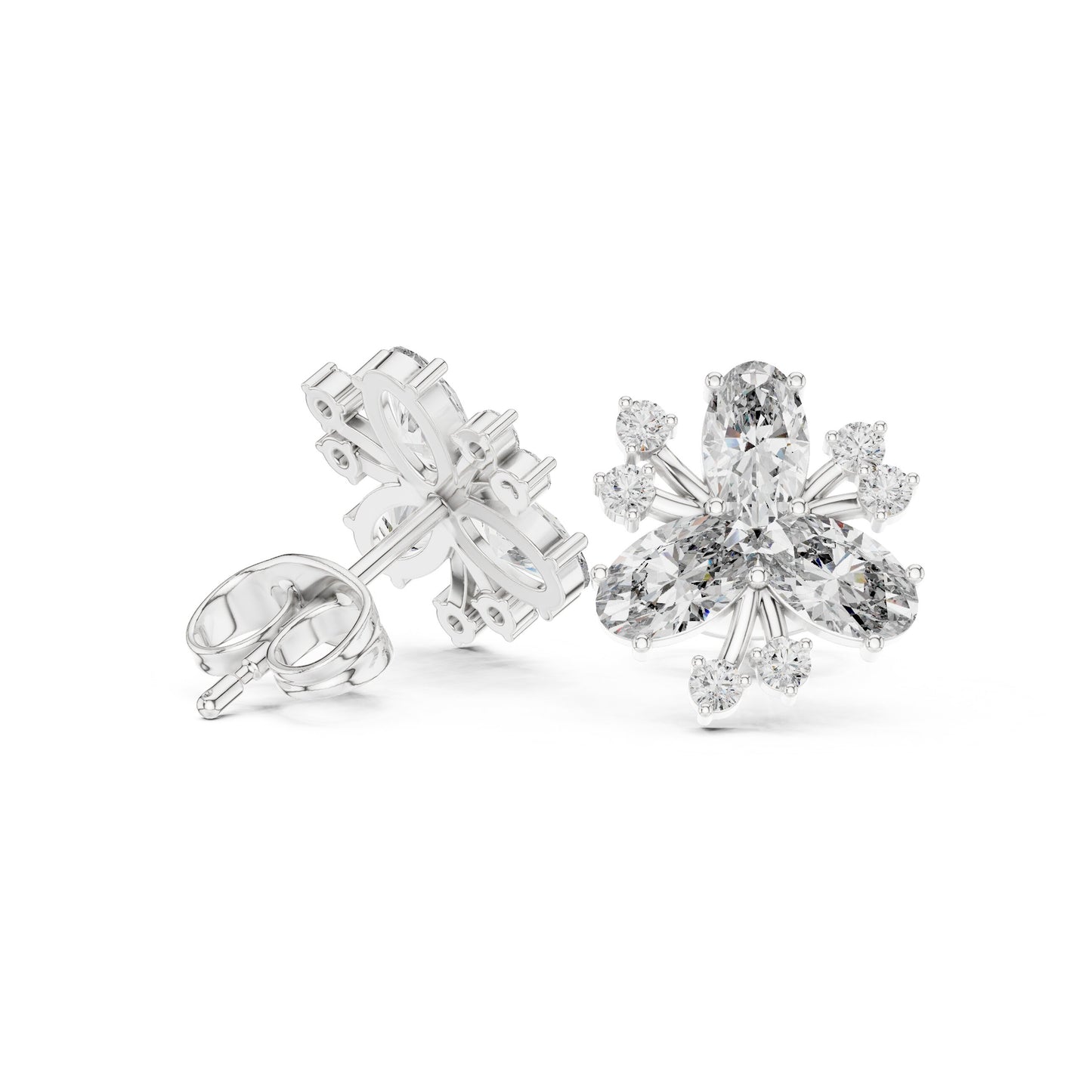 Mixed Shape Lab Grown Diamond Cluster Earrings