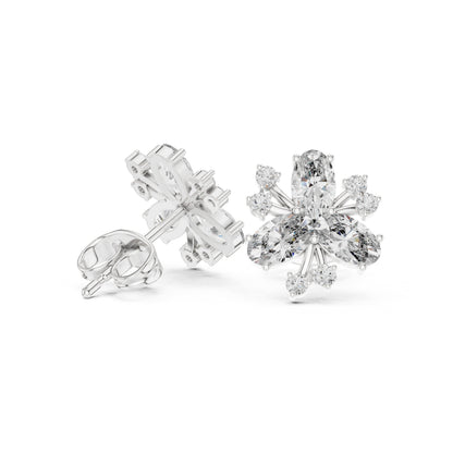 Mixed Shape Lab Grown Diamond Cluster Earrings
