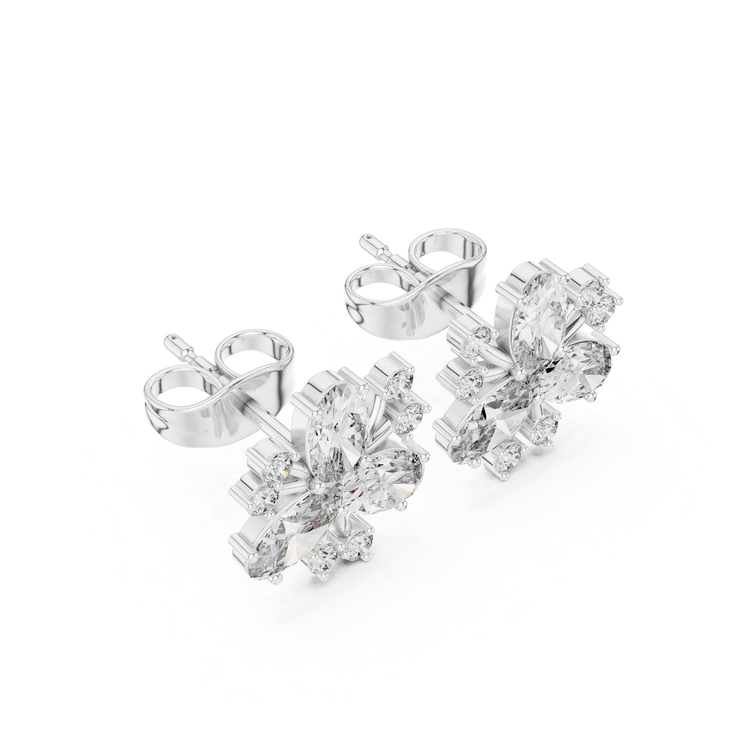 Mixed Shape Lab Grown Diamond Cluster Earrings