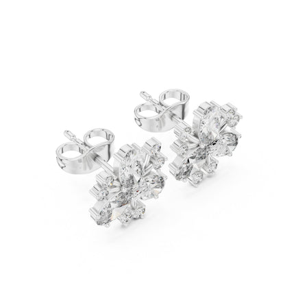 Mixed Shape Lab Grown Diamond Cluster Earrings