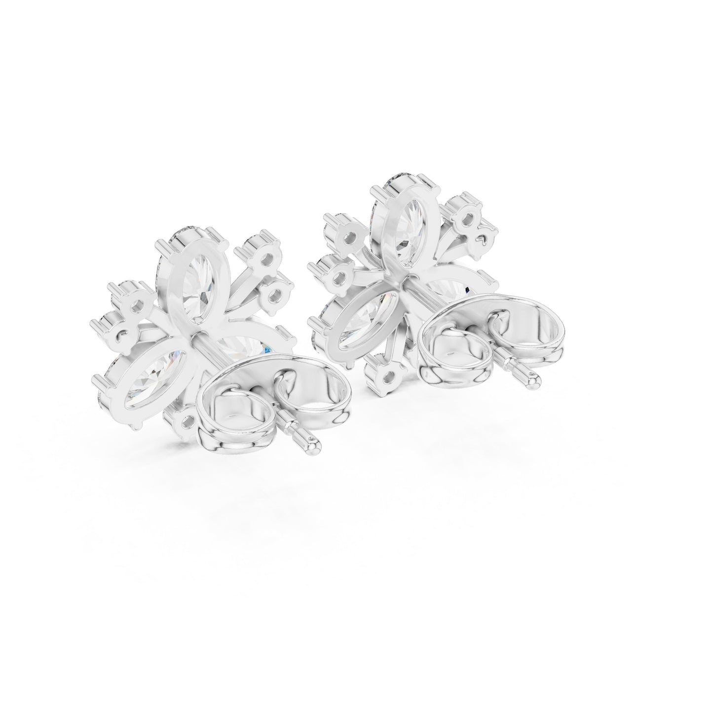 Mixed Shape Lab Grown Diamond Cluster Earrings