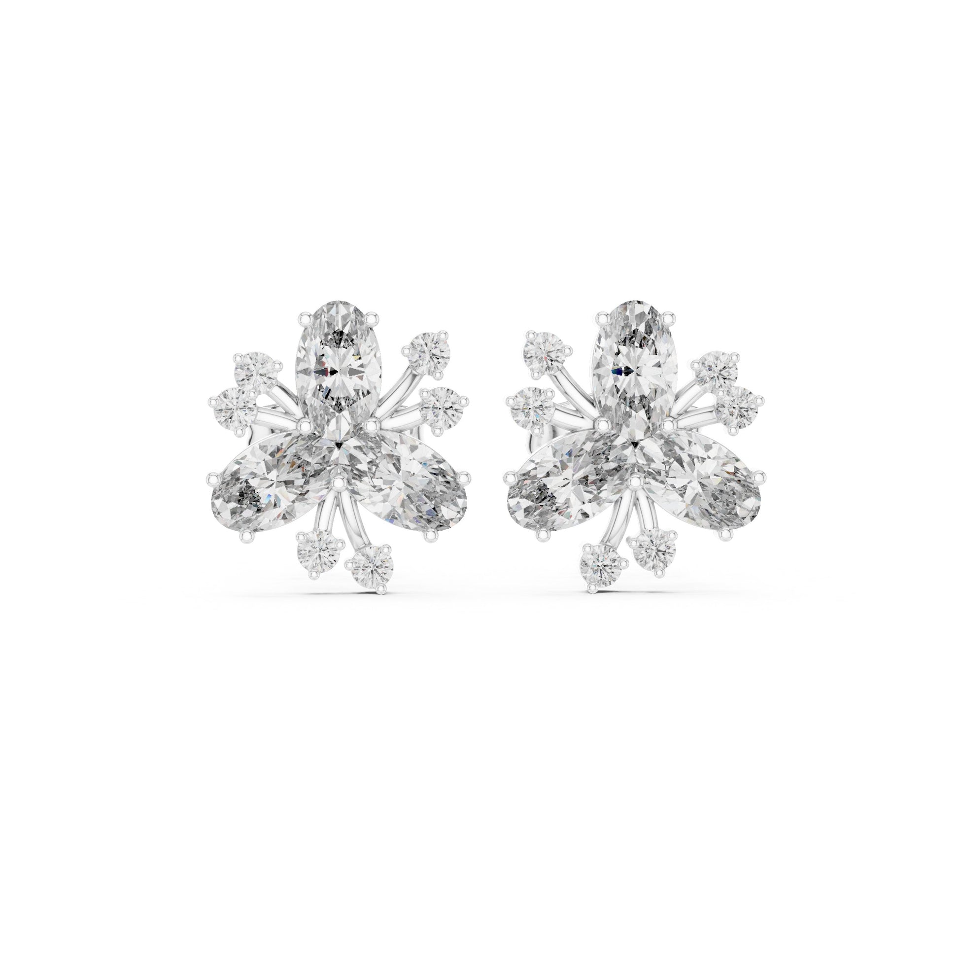 Mixed Shape Lab Grown Diamond Cluster Earrings