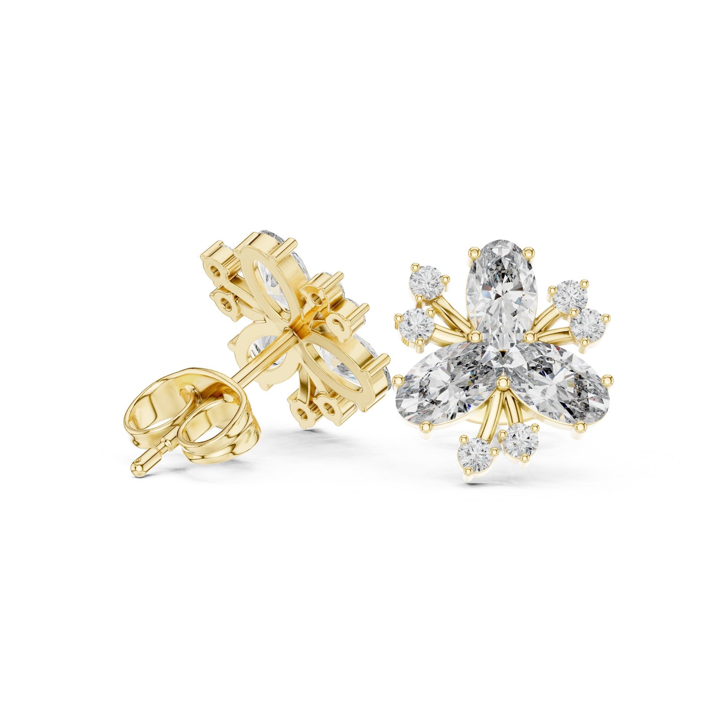 Mixed Shape Lab Grown Diamond Cluster Earrings
