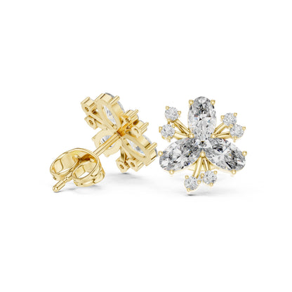 Mixed Shape Lab Grown Diamond Cluster Earrings
