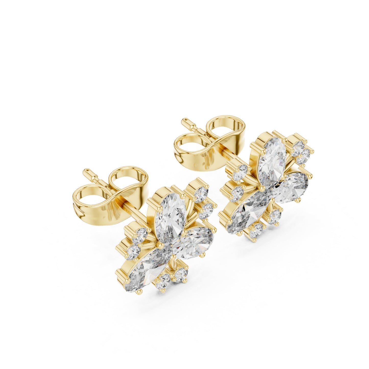Mixed Shape Lab Grown Diamond Cluster Earrings