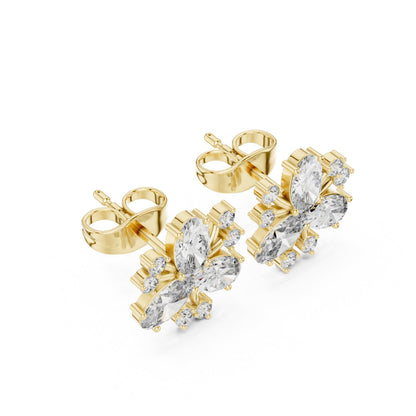Mixed Shape Lab Grown Diamond Cluster Earrings