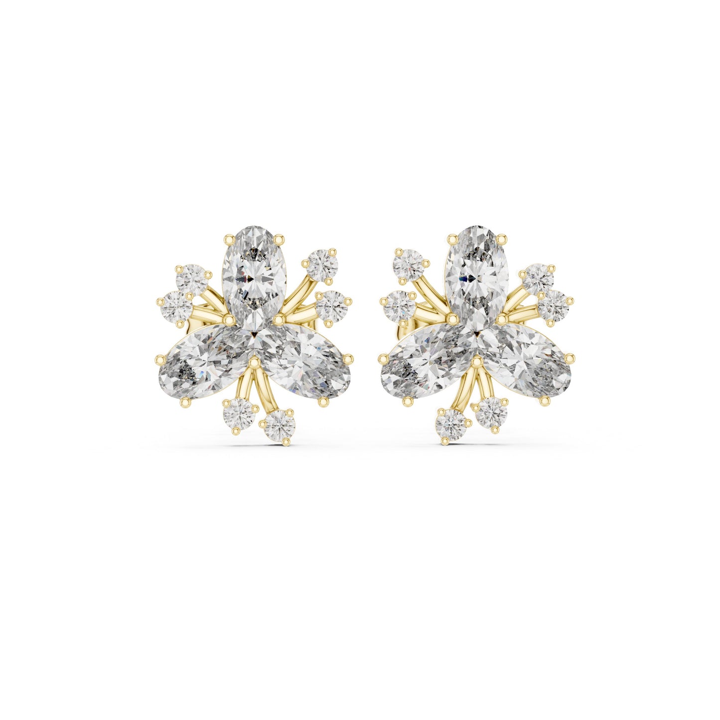 Mixed Shape Lab Grown Diamond Cluster Earrings