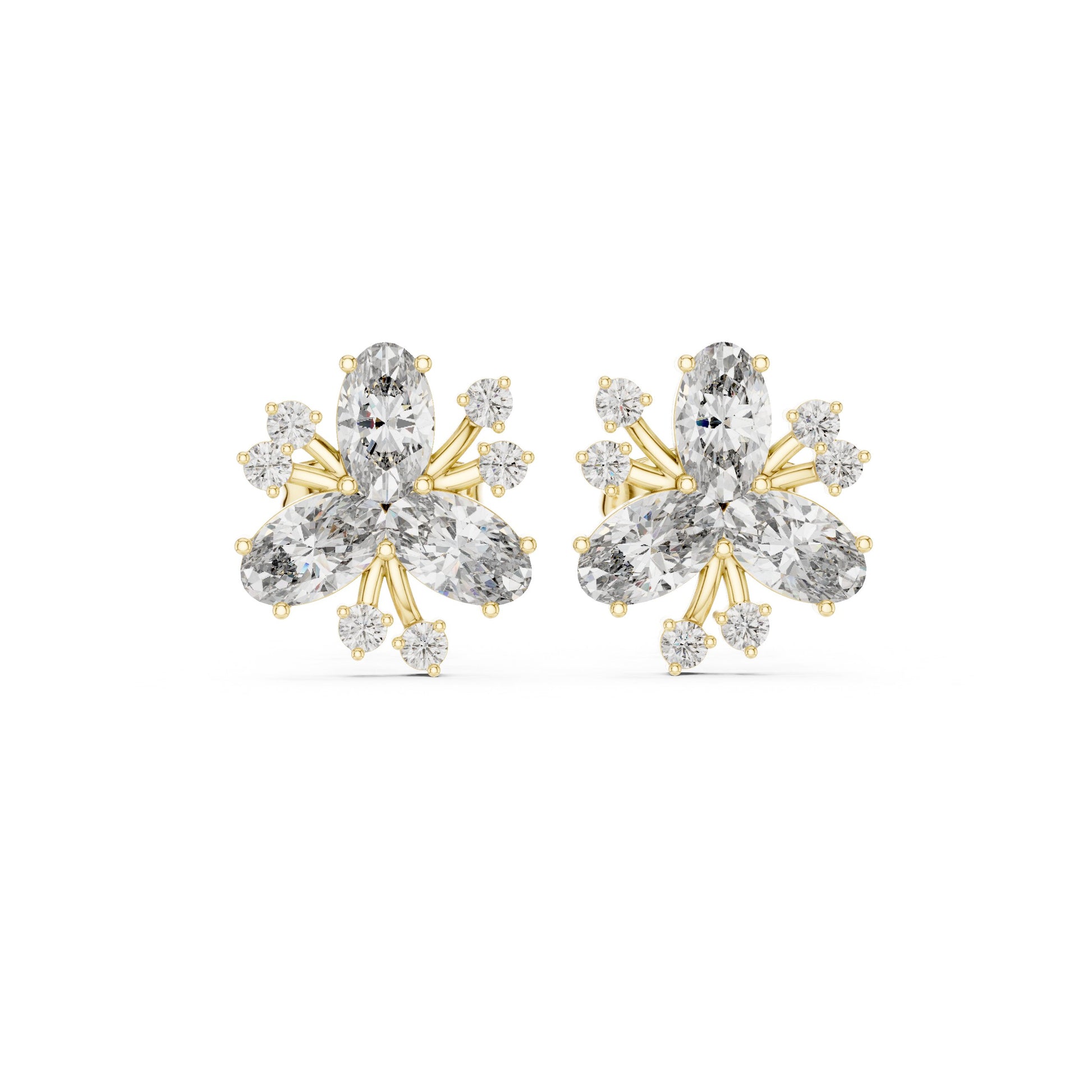 Mixed Shape Lab Grown Diamond Cluster Earrings