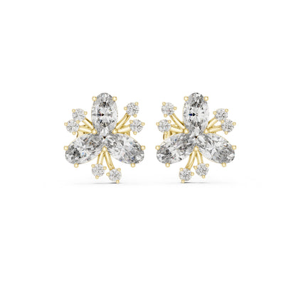 Mixed Shape Lab Grown Diamond Cluster Earrings